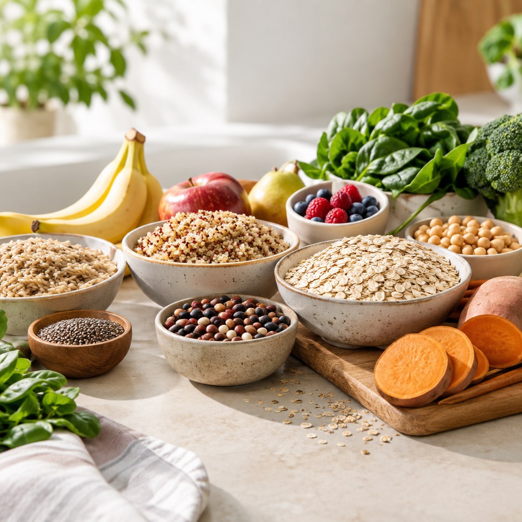Selección de alimentos ricos en carbohidratos saludables para una alimentación equilibrada